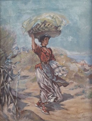 Elena POPEA (1879-1941)-&amp;Icirc;ntoarcerea de la ziua de spălat rufe, pictură după Frederick Hendrik Kaemmerer foto