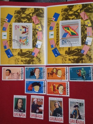 GRENADA, INDEPENDENȚA SUA - COLIȚE + 2 SERII COMPLETE ȘTAMPILATE foto