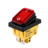 Intrerupator rocker basculant ON-OFF, KCD4-0211-21, 4pini, 250VAC, 16A, 30x22mm, LED rosu, cu retinere, IP65