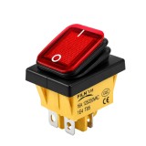 Intrerupator rocker basculant ON-OFF, KCD4-0211-21, 4pini, 250VAC, 16A, 30x22mm, LED rosu, IP65