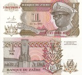 Bancnota Zair 1 Nouveau Likuta 1993 UNC Africa - Neagra