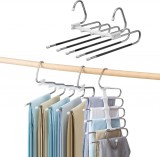 Set de 2 umerase pentru 5 perechi de pantaloni Gen&eacute;rico, otel inoxidabil/plastic, alb/argintiu, 33 x 23,7 cm