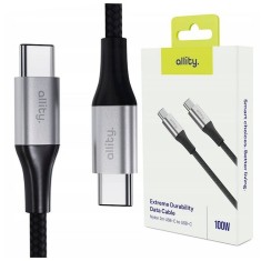 Cablu de date si incarcare Allity AUC-01 USB-C to USB-C 100W 2m Negru