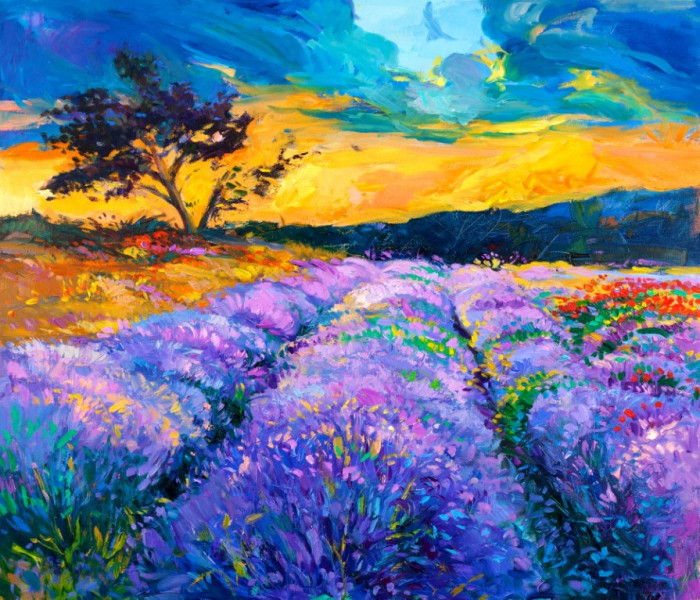 Tablou canvas Lavanda, camp, pictura, 75 x 50 cm