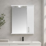 Oglinda baie cu dulap BD GN0201, dreptunghiulara, 60 cm, alba, iluminare LED, 2 rafturi