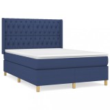 Cumpara ieftin Pat box spring cu saltea, albastru, 140x200 cm, textil