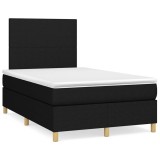 VidaXL Pat cu arcuri, saltea și LED, negru, 120x190 cm, textil 3270234