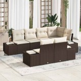 vidaXL Set de canapele pentru grădină 7 pcs maro și crem Rattan poli 3347098