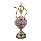 Cumpara ieftin Veioza Vintage Orientala cu Mozaic Visiniu, 37 cm, Metal, E14, A+, Decorativa Noptiera, Living