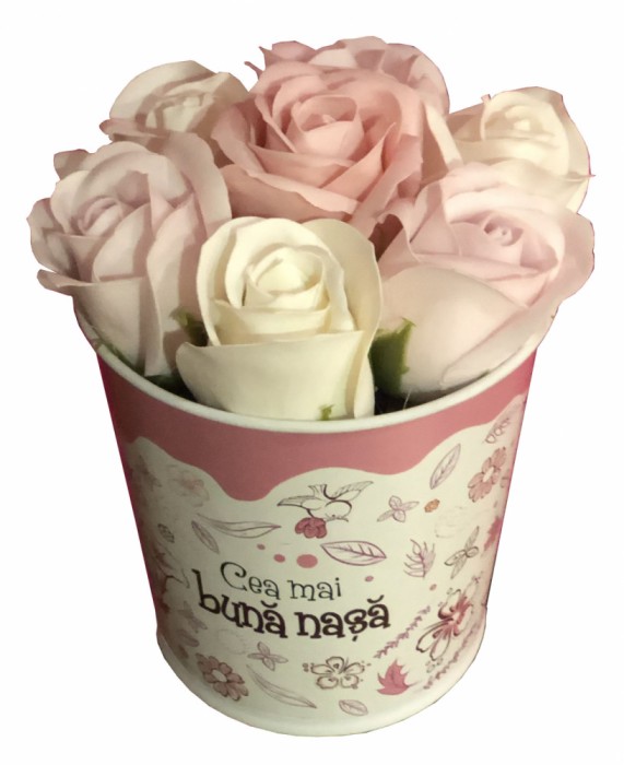 Aranjament Floral , Pentru cea mai buna nasa, , Roz Crem - EVENTISSIMI