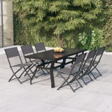 vidaXL Set mobilier de grădină, gri și negru, 7 piese