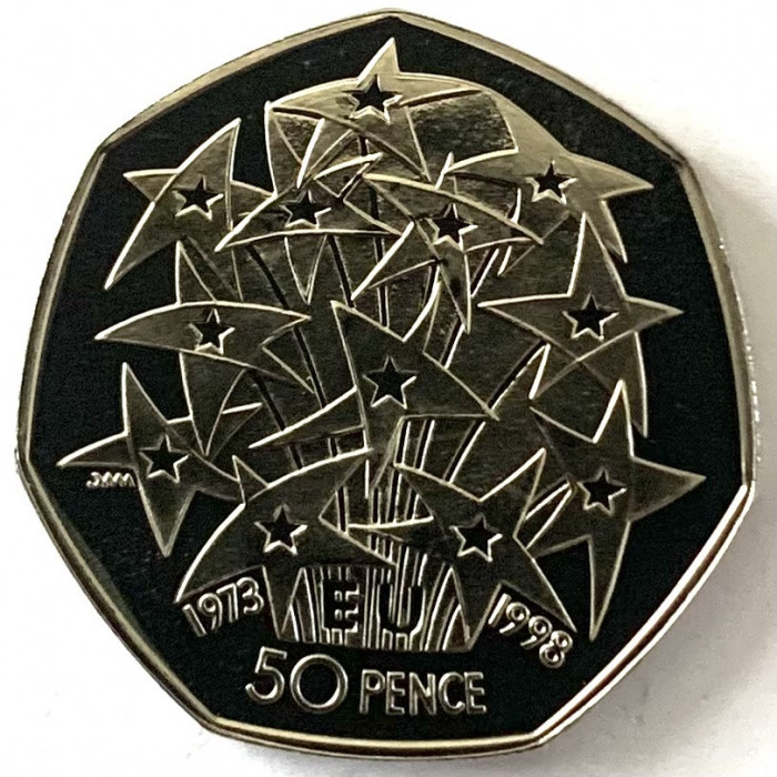 MAREA BRITANIE 50 PENCE 1998 PROOF,( &quot;25th Anniversary of the European Union&quot;)