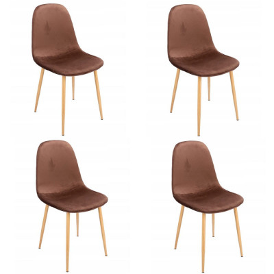 Set 4 scaune bucatarie/living, Jumi, Vigo, catifea, metal, maro, 44x52x85 cm foto