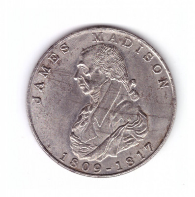 Medalie/suvenir presedinte american James Madison 1809-1817 foto
