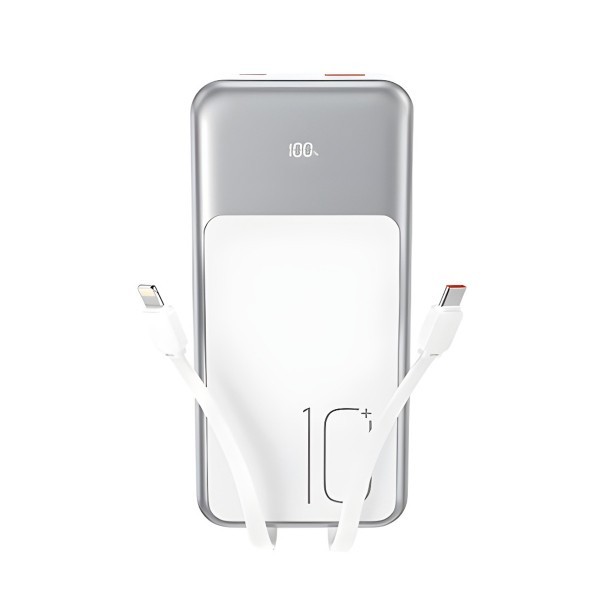 Baterie Externa XO Design PR248, 10000mAh, 22.5W, QC + PD, 1 x Lightning - 1 x USB-A - 2 x USB-C, Alba