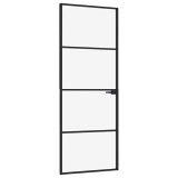 Cumpara ieftin Usa de interior negru 76x201,5 cm sticla securiz./aluminiu slim