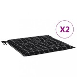 Cumpara ieftin Perne scaun gradina 2 buc negru model carouri 40x40x3 cm textil