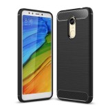 Husa de telefon carbon premium protect, xiaomi redmi 5, 6 nivele de protectie, finisaj metalic, slim, black, Htphone