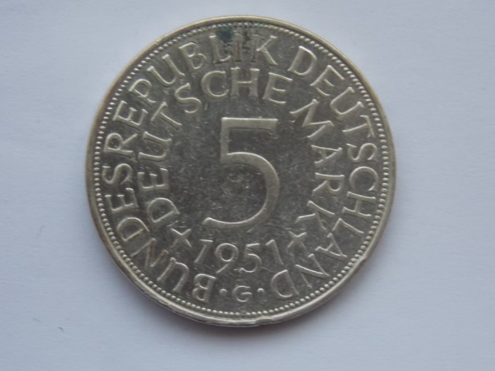 5 MARK 1951 G GERMANIA-argint