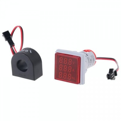 Indicator Digital 3in1 AC Voltmetru Ampermetru Frecventa Rosu 5C028 XXM foto