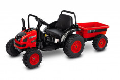 Tractor electric cu remorca si telecomanda Toyz Hector Rosu 12V foto