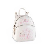 Cumpara ieftin Rucsac piele ecologica roz alba cm 18 x 9 x 21 H
