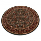 Covor de l&acirc;nă KASHQAI 4362 400 cerc ornament verde / vin roșu, cerc 160 cm