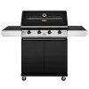 Gratar Gaz BeefEater Discovery 1200E, 4 Arzatoare Fonta, Butelie/Retea, Aprindere Quartz, Termometru, Negru, 158x60cm