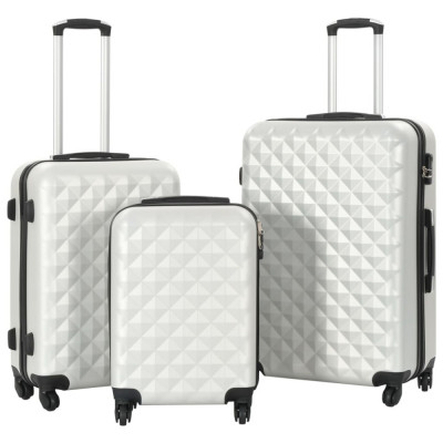vidaXL Set valiză carcasă rigidă, 3 buc., argintiu strălucitor, ABS foto