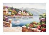 Tablou pictat manual living, dormitor, Colt de rai, liniste deplina, 100x70cm ulei pe panza in cutit efect 3D, Valentin Pop