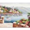 Tablou peisaj lacul Como pictat manual, Colt de rai, 100x70cm ulei pe panza in cutit efect 3D, Valentin Pop