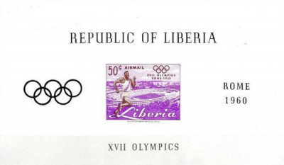 LIBERIA 1960 - Jocurile Olimpice Roma, colita neuzata foto