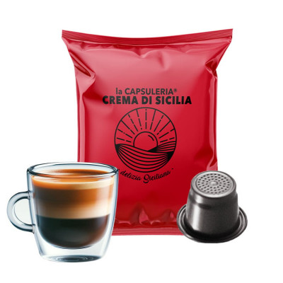 Cafea Crema di Sicilia, 100 capsule compatibile Nespresso, La Capsuleria foto