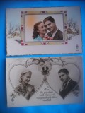 HOPCT 1615 CUPLU-ROMANTICA-FRANTA-LOT 2 CARTI POSTALE VECHI-CIRCULATE