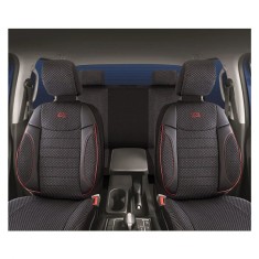 Set Huse Scaune Auto pentru Suzuki Alto - Panda Elegant, Negru-Gri cu cusatura rosie, 11 piese foto