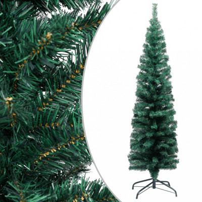 Brad de Crăciun artificial slim cu suport, verde, 120 cm, PVC foto