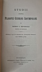 Carte veche George G Antonescu Studii asupra filosofiei germane contemporane