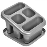 Suport Uscător Tac&acirc;muri, Plastic, Gri, 4 Compartimente, 15x18x12 cm, Oem