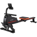 SPORTNOW Rameu Magnetic Aparat de Antrenament Bluetooth Conectat Kinomap &amp; Zwift 16 Nivele de Rezistență 135x42x72cm Roșu | Aosom Romania