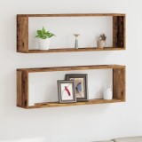 Set 2 rafturi vidaXL din lemn vechi, 80x15x26 cm, lemn ingineresc
