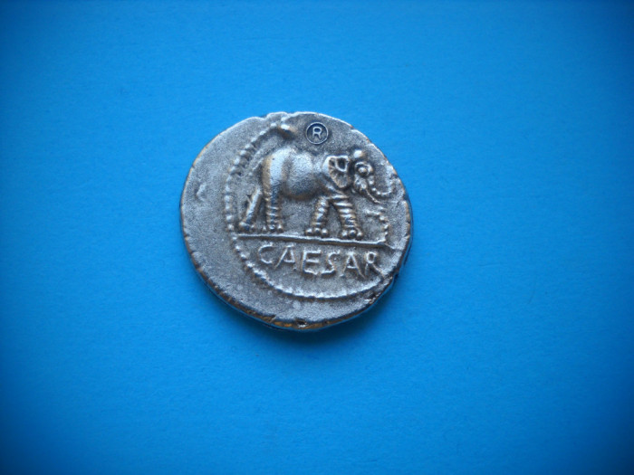 HOPCT DENAR JULIUS CAESAR /CEZAR 46 BC ELEFANT-REPLICA / COPIE FRUMOASA