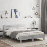 Cumpara ieftin Cadru de pat cu tăblie gri beton 140x190 cm lemn prelucrat
