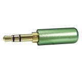 Conector jack 3,5mm, stereo, tata, verde, pe cablu, 100004