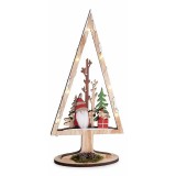 Decoratiune Craciun lemn multicolor cu leduri III cm 14,5 x 6 x 30 H