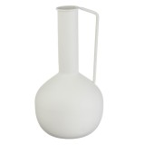 Vază Metalică, Model Ulcior, Culoare Ecru, Diametru 14cm, &Icirc;nălțime 26.5cm, Cu Un M&acirc;ner