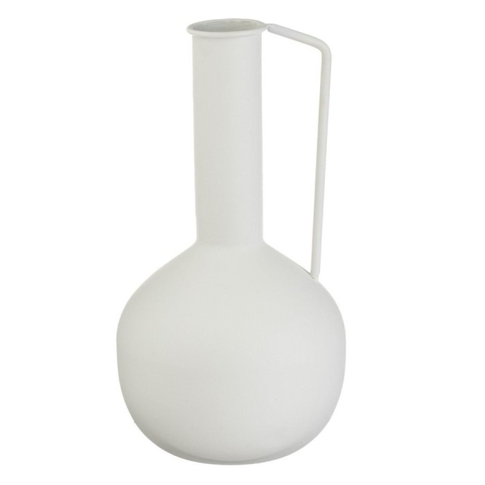 Vază Metalică, Model Ulcior, Culoare Ecru, Diametru 14cm, &Icirc;nălțime 26.5cm, Cu Un M&acirc;ner