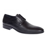 Pantofi barbati eleganti din piele naturala cu model Negru SIR015N