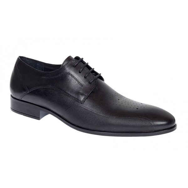 Pantofi barbati eleganti din piele naturala cu siret SIR015 Negru