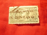 Timbru Ecuador 1920 , supratipar 1C/5C verde ,stampilat