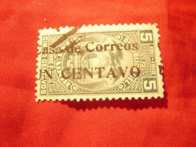 Timbru Ecuador 1920 , supratipar 1C/5C verde ,stampilat foto